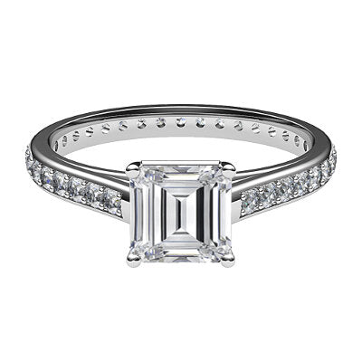 Trionfo Asscher Solitaire Full diamond band 4 Prongs