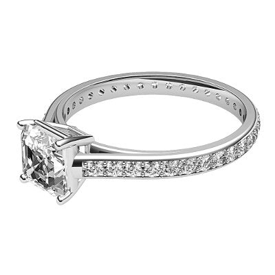Trionfo Asscher Solitaire Full diamond band 4 Prongs