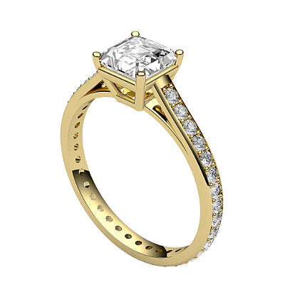 Trionfo Asscher Solitaire Full diamond band 4 Prongs