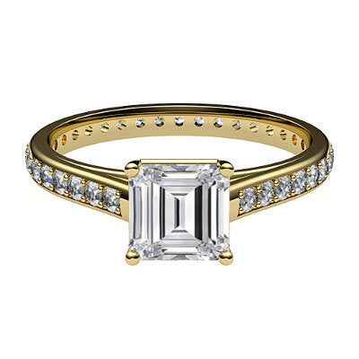 Trionfo Asscher Solitaire Full diamond band 4 Prongs