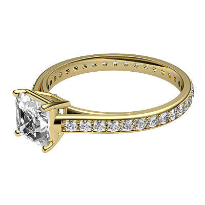 Trionfo Asscher Solitaire Full diamond band 4 Prongs