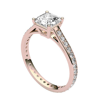Trionfo Asscher Solitaire Full diamond band 4 Prongs