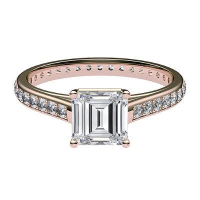 Trionfo Asscher Solitaire Full diamond band 4 Prongs