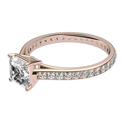 Trionfo Asscher Solitaire Full diamond band 4 Prongs