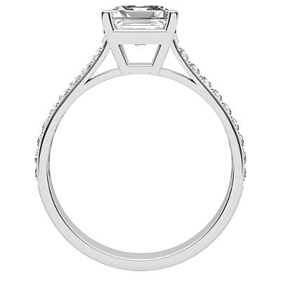 Vittoria Asscher Solitaire Half diamond band 4 Prongs