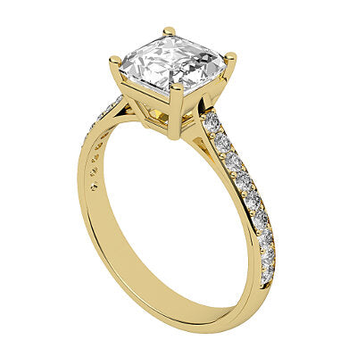 Vittoria Asscher Solitaire Half diamond band 4 Prongs