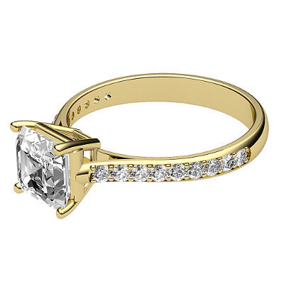 Vittoria Asscher Solitaire Half diamond band 4 Prongs