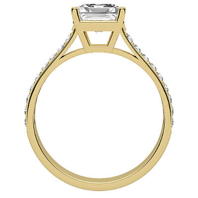 Vittoria Asscher Solitaire Half diamond band 4 Prongs