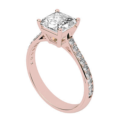 Vittoria Asscher Solitaire Half diamond band 4 Prongs