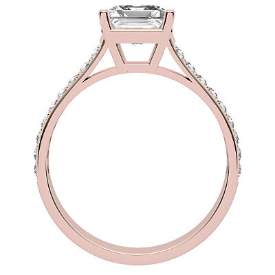 Vittoria Asscher Solitaire Half diamond band 4 Prongs