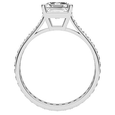 Vittoria Asscher Solitaire Full diamond band 4 Prongs