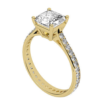 Vittoria Asscher Solitaire Full diamond band 4 Prongs