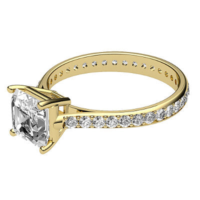 Vittoria Asscher Solitaire Full diamond band 4 Prongs