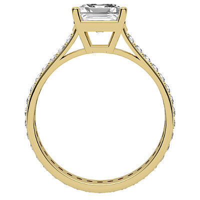 Vittoria Asscher Solitaire Full diamond band 4 Prongs