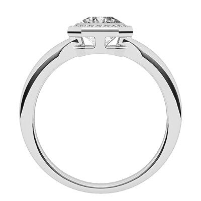 Simple Flat Asscher Solitaire halo Classic band