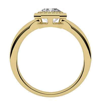 Simple Flat Asscher Solitaire halo Classic band
