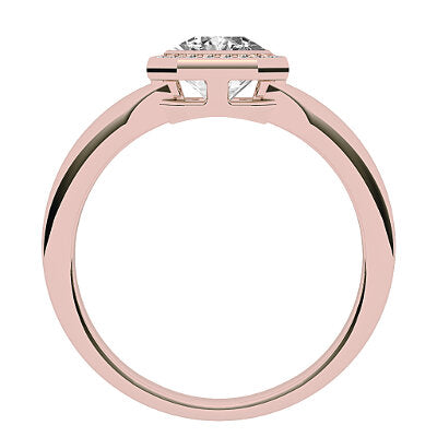 Simple Flat Asscher Solitaire halo Classic band