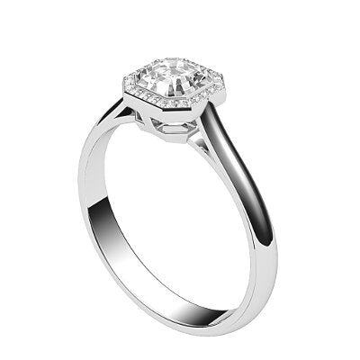 Vittoria Asscher Solitaire halo Classic band