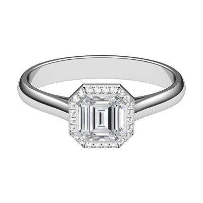 Vittoria Asscher Solitaire halo Classic band