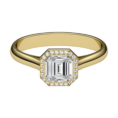 Vittoria Asscher Solitaire halo Classic band