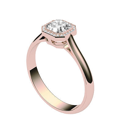 Vittoria Asscher Solitaire halo Classic band