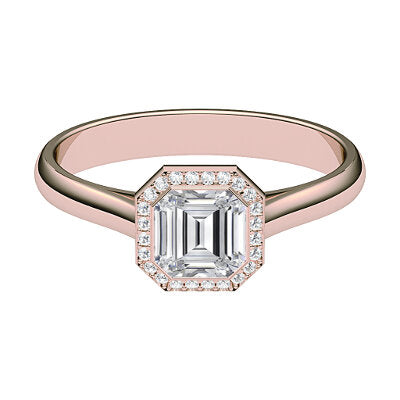 Vittoria Asscher Solitaire halo Classic band