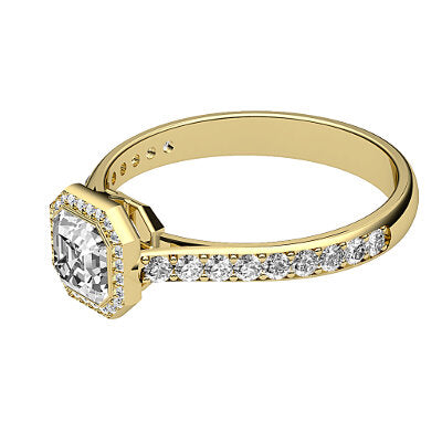 Vittoria Asscher Solitaire halo Half diamond band