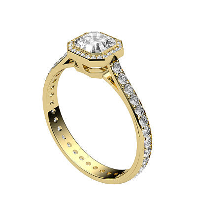 Vittoria Asscher Solitaire halo Full diamond band