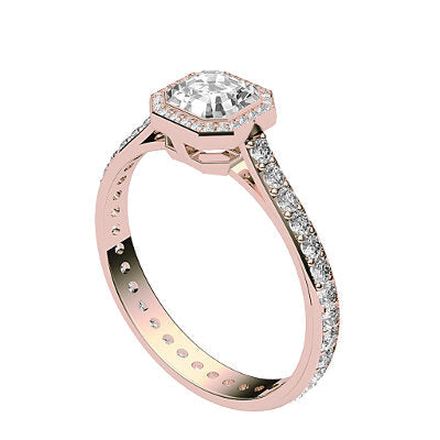 Vittoria Asscher Solitaire halo Full diamond band