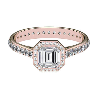 Vittoria Asscher Solitaire halo Full diamond band