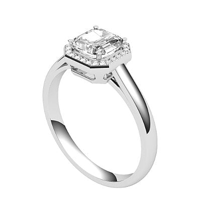 Trionfo Asscher Solitaire halo Classic band 4 Prongs