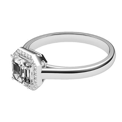 Trionfo Asscher Solitaire halo Classic band 4 Prongs