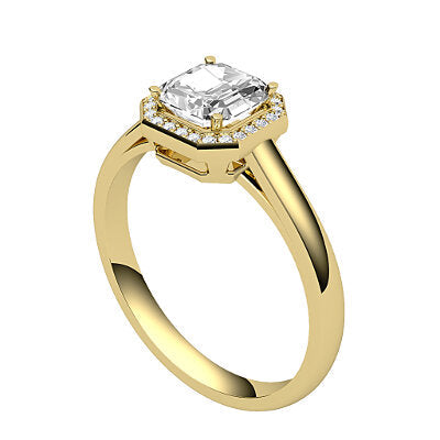 Trionfo Asscher Solitaire halo Classic band 4 Prongs