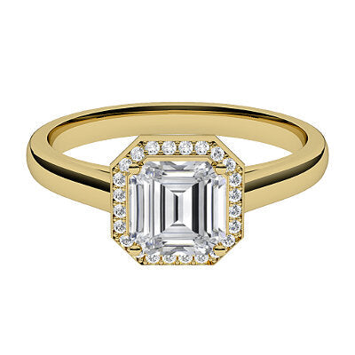 Trionfo Asscher Solitaire halo Classic band 4 Prongs