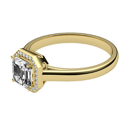 Trionfo Asscher Solitaire halo Classic band 4 Prongs