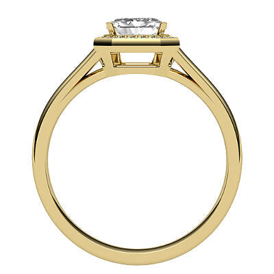 Trionfo Asscher Solitaire halo Classic band 4 Prongs