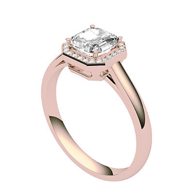 Trionfo Asscher Solitaire halo Classic band 4 Prongs