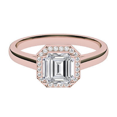 Trionfo Asscher Solitaire halo Classic band 4 Prongs