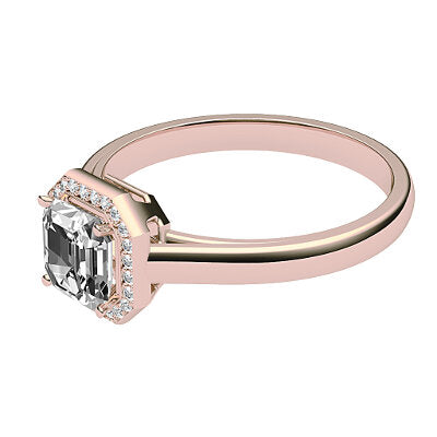 Trionfo Asscher Solitaire halo Classic band 4 Prongs