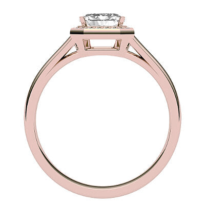Trionfo Asscher Solitaire halo Classic band 4 Prongs