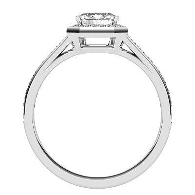 Trionfo Asscher Solitaire halo Half diamond band 4 Prongs