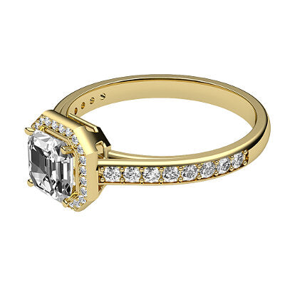 Trionfo Asscher Solitaire halo Half diamond band 4 Prongs