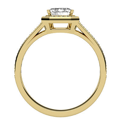 Trionfo Asscher Solitaire halo Half diamond band 4 Prongs