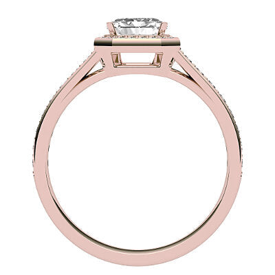 Trionfo Asscher Solitaire halo Half diamond band 4 Prongs
