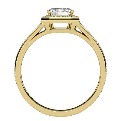 Trionfo Asscher Solitaire halo Full diamond band 4 Prongs