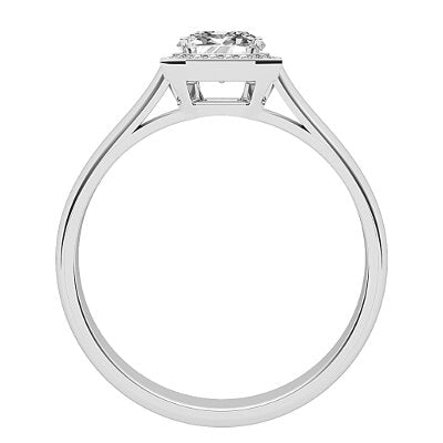 Vittoria Asscher Solitaire halo Classic band 4 Prongs