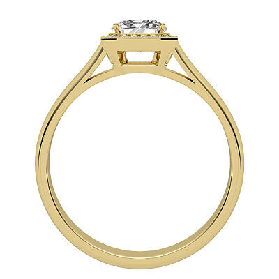 Vittoria Asscher Solitaire halo Classic band 4 Prongs