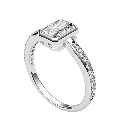 Simple Flat Radiant Solitaire Half diamond band