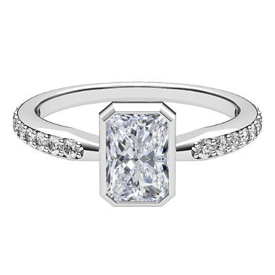 Simple Flat Radiant Solitaire Half diamond band