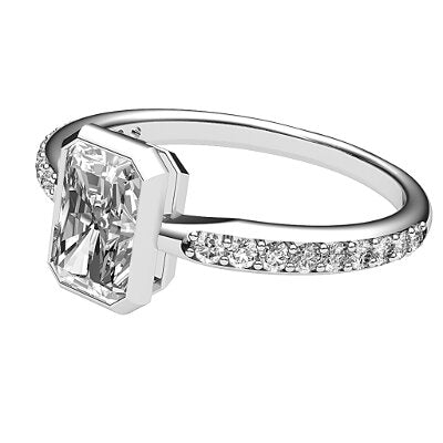 Simple Flat Radiant Solitaire Half diamond band